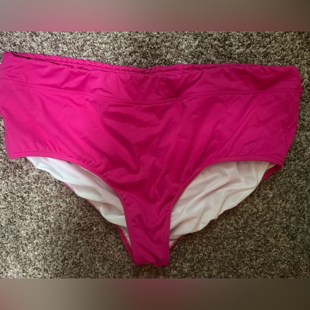 Lands' End women’s mid-rise pink swim bottoms size 24W